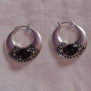 CRESCENT Moon Cutout Hoop Earrings Amber Boho Jewelry